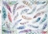 Decoupage-Papier mit Federn, indische Symbole*papel decoupage con plumas, símbolos indios*бумага для декупажа с перьями, индийские символы